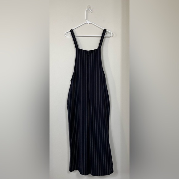 Navy Pinstripe Jumpsuit Navy Blue White Striped Romper Size M - Picture 9 of 14
